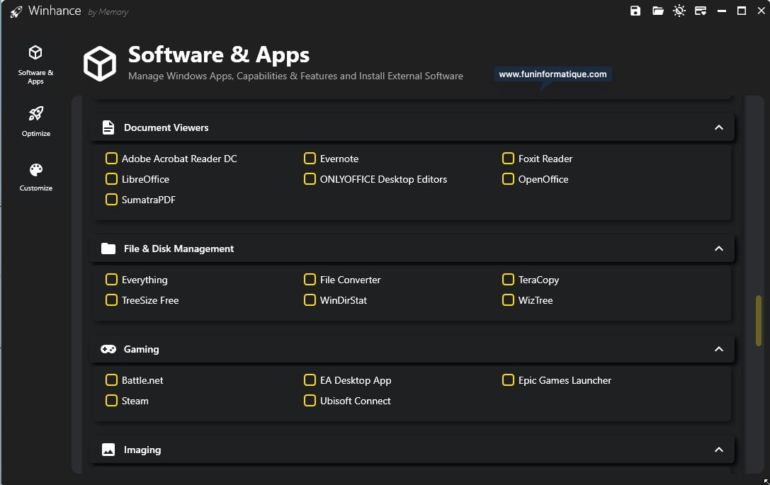 Installation logiciels Winhance