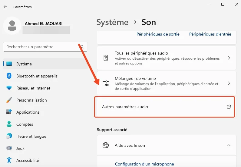 Autres parametres audio windows 11