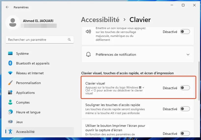 Desactiver clavier virtuel windows 11