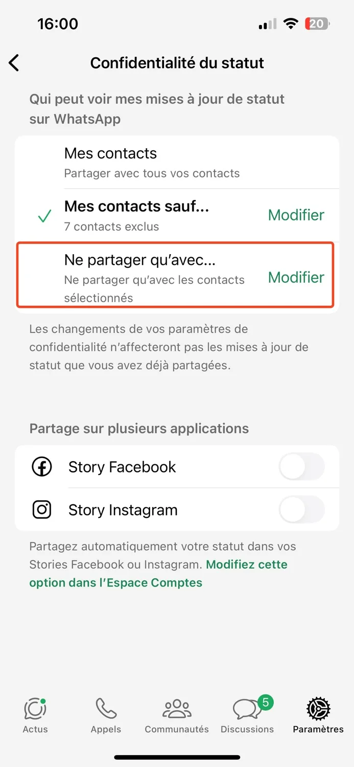 Whatsapp confidentialite