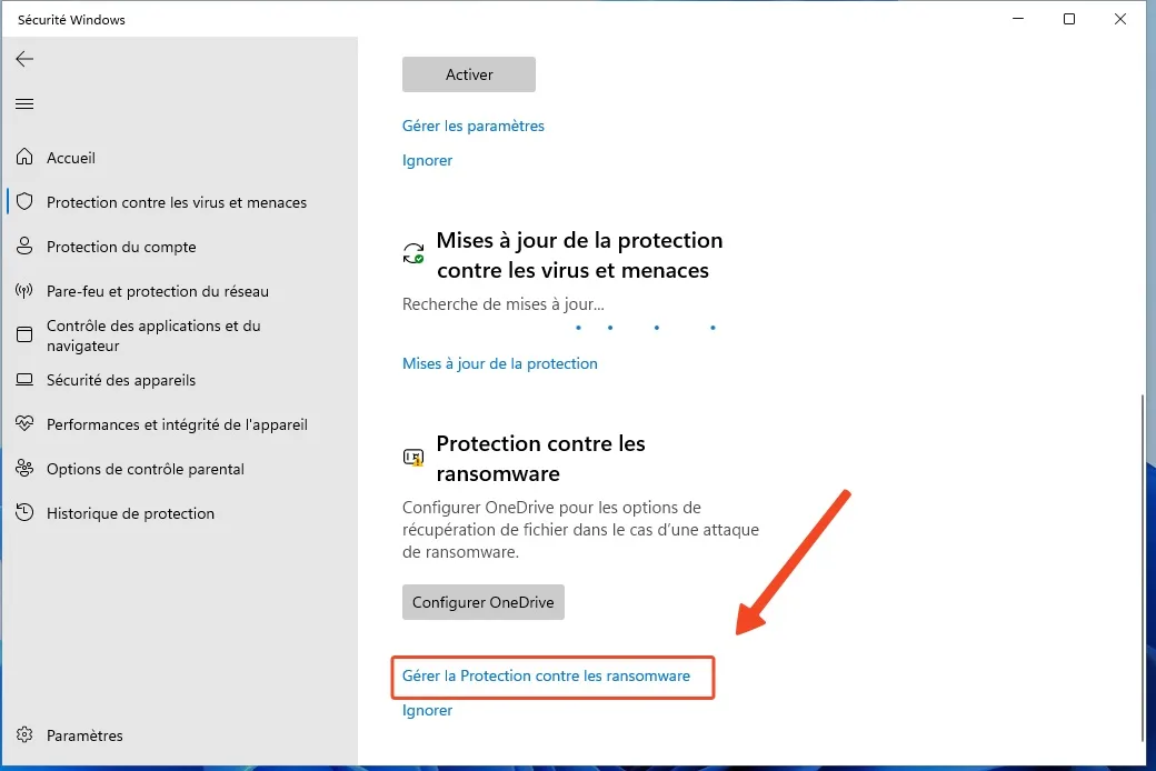Gerer protection ransomware