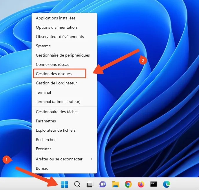 Gestion des disques windows 11