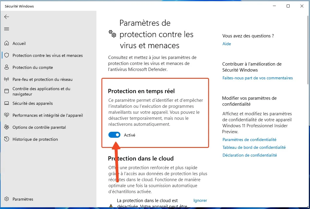 Protection temps reel