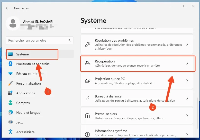 Windows 11 recuperation