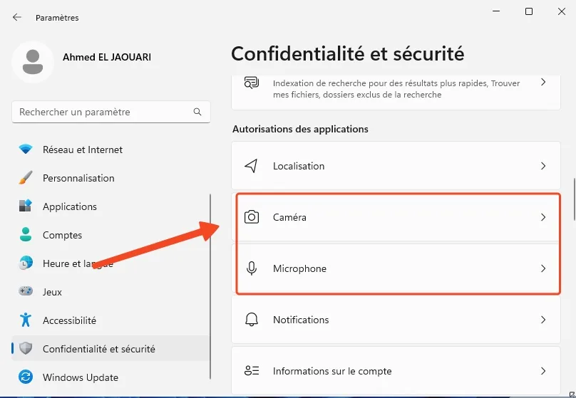 Camera microphone autorisation windows11