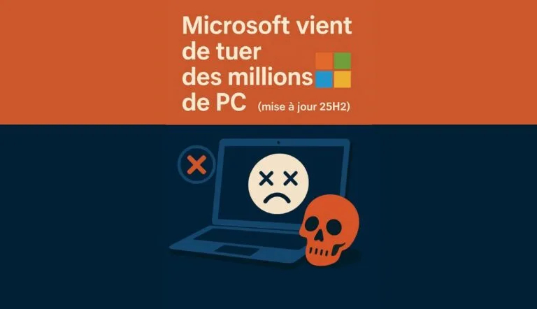 Microsoft vient de tuer des millions de PC mise a jour 25H2