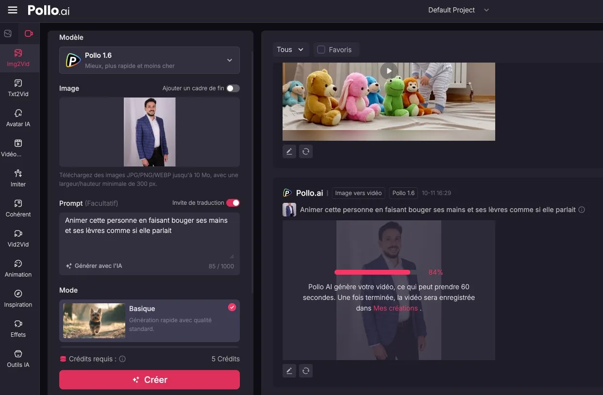 Annimer image en video pollo