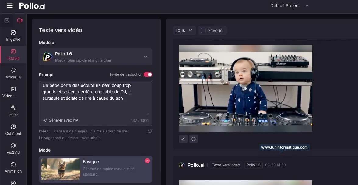 Pollo ai generateur texte video