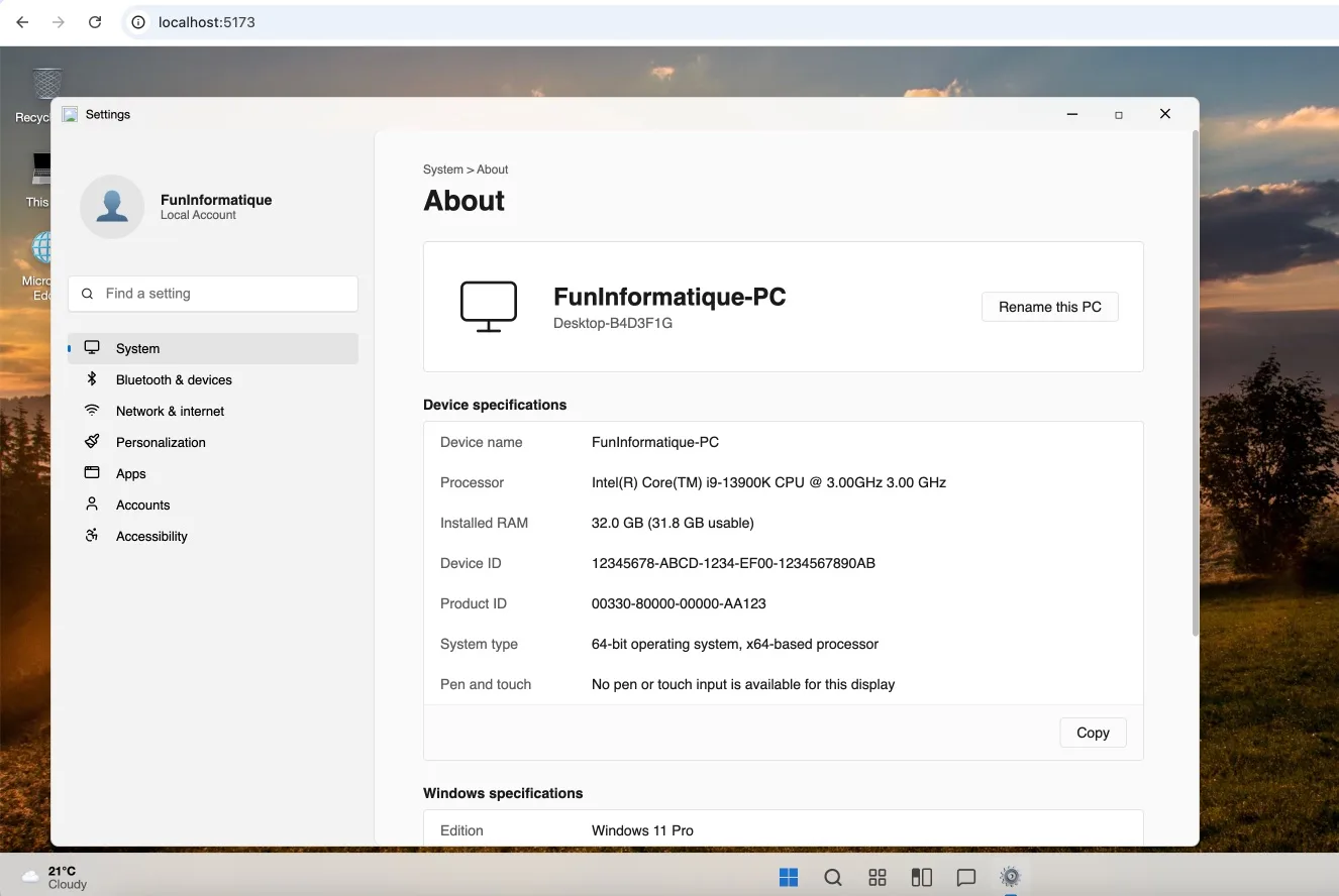 Infos de mon systeme exploiation windows gemini