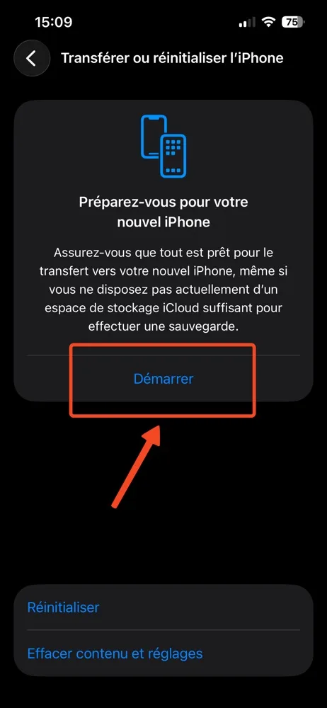 Demarrer sauvegarde iphone