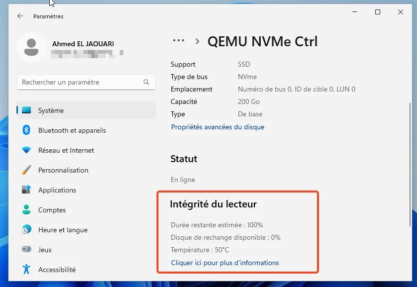 Disque ssd sante windows 11