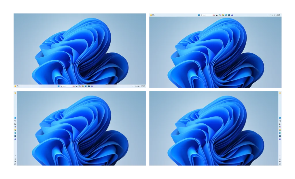 Position de la barre des tâches Windows 11 — options haut, bas, gauche, droite